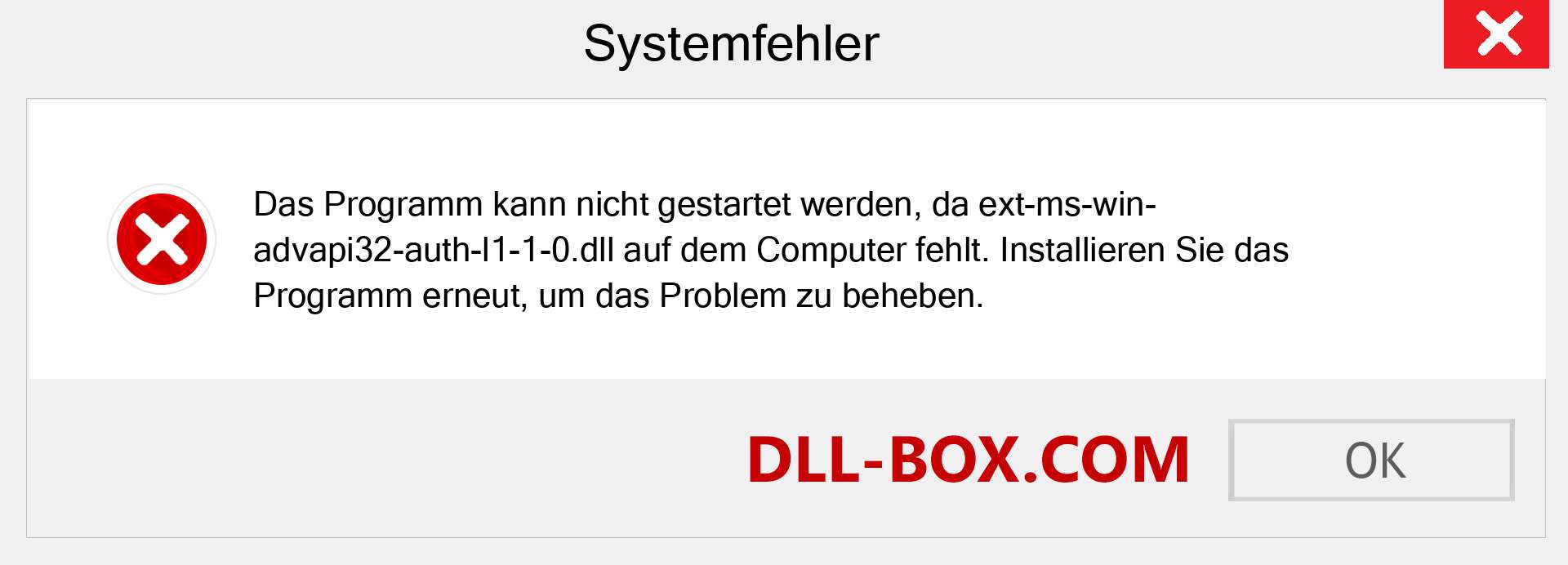 ext-ms-win-advapi32-auth-l1-1-0.dll-Datei fehlt?. Download für Windows 7, 8, 10 - Fix ext-ms-win-advapi32-auth-l1-1-0 dll Missing Error unter Windows, Fotos, Bildern